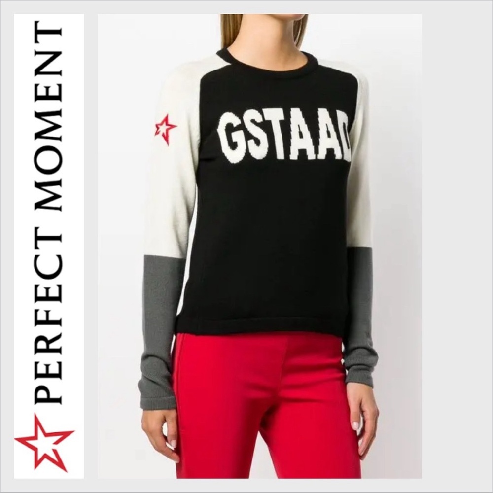 Perfect Moment Gstaad Jumper Pullover Colorblock Crew Logo Monogram Sweater XS